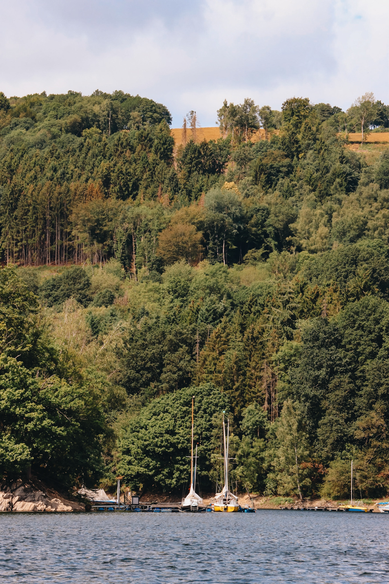 Suppen op de Rursee in Nationaal Park Eifel in Duitsland